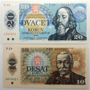 Czechoslovakia - set - 10 crowns 1986 + 20 crowns 1988