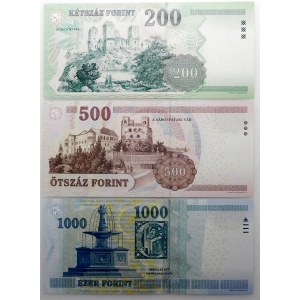 Węgry - zestaw - 200 forintów 1998 + 500f 2007 + 1000f 2010