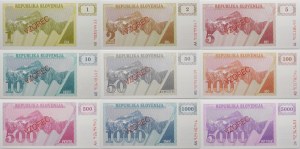 Slovenia - VZOREC set - 1, 2, 5, 10, 50, 100, 500, 1000, 5000 tolarjev