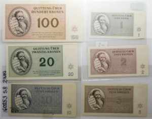 Czechoslovakia - set - Terezin Ghetto - 1, 2, 5, 10, 20, 100 crowns 1943.