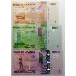 Uganda - zestaw - 1000 shiling + 5000sh + 10.000sh 2010 r.
