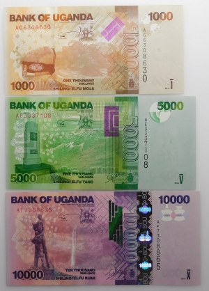 Uganda - set - 1000 shiling + 5000sh + 10,000sh 2010.