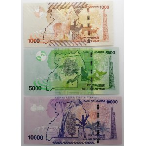 Uganda - zestaw - 1000 shiling + 5000sh + 10.000sh 2010 r.