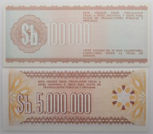 Bolivia - set - 100,000 bolivianos 1984 + 5 million bol. 1985 r.