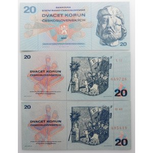 Czechosłowacja - zestaw - 20 koron 1970 ser. F + H + L