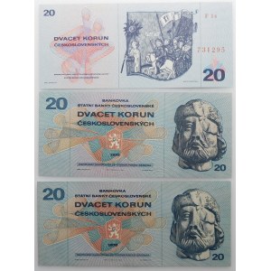 Czechosłowacja - zestaw - 20 koron 1970 ser. F + H + L