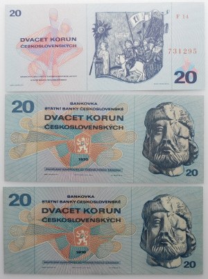 Czechoslovakia - set - 20 crowns 1970 ser. F + H + L