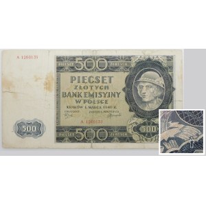 500 złotych 1940 - FAŁSZERSTWO LONDYŃSKIE - NIEWYŁAPANE, Z OBIEGU
