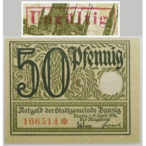 Danzig - 50 fenig 1919 - green - UNGÜLTIG - RARE