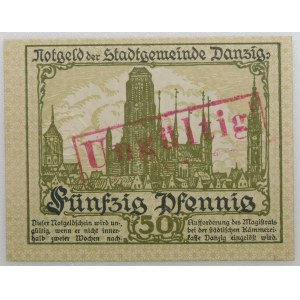 Danzig - 50 fenig 1919 - green - UNGÜLTIG - RARE