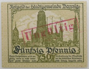 Danzig - 50 fenig 1919 - green - UNGÜLTIG - RARE