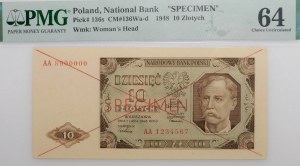 10 gold 1948 - ser. AA - SPECIMEN