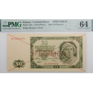 50 zloty 1948 - ser. AA - SPECIMEN