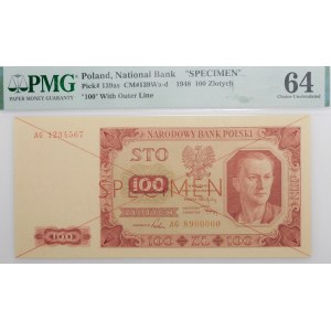 100 złotych 1948 - ser. AG - SPECIMEN