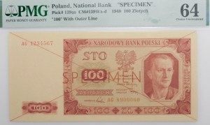 100 zloty 1948 - ser. AG - SPECIMEN
