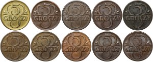 SET of 5 pennies - 10 pieces