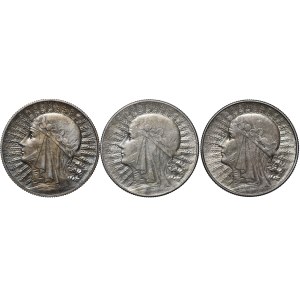 ZESTAW 3 sztuki 5 złotych Głowa Kobiety