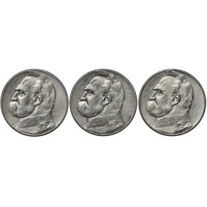 ZESTAW 3 sztuki 5 złotych Piłsudski