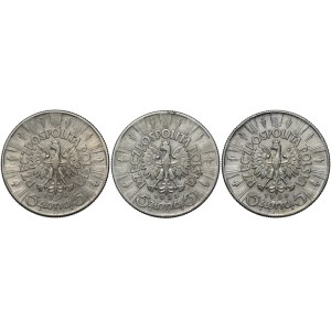 ZESTAW 3 sztuki 5 złotych Piłsudski