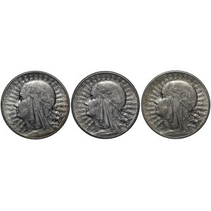 Zestaw 3 sztuki 10 złotych Głowa Kobiety