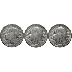 Zestaw 3 sztuki 10 złotych Głowa Kobiety
