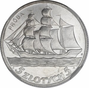 SAMPLE 5 gold Sailing ship 1936 - SILVER - LUSTLED