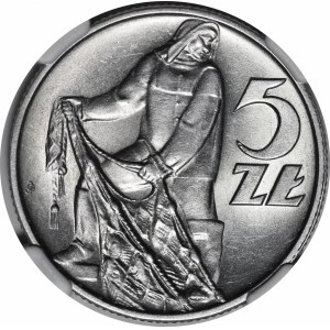 5 złotych Rybak 1958 - wąska ósemka