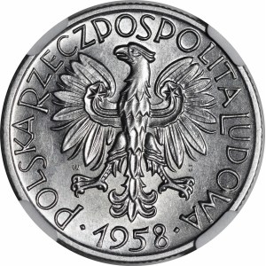 5 złotych Rybak 1958 - wąska ósemka