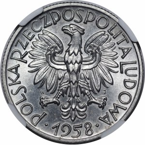 5 złotych Rybak 1958 - wąska ósemka
