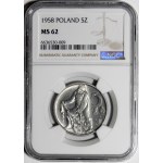 5 złotych Rybak 1958 - wąska ósemka