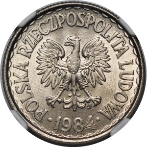 PRÓBA 1 złoty 1984 bez napisu PRÓBA - MIEDZIONIKIEL - RARYTAS