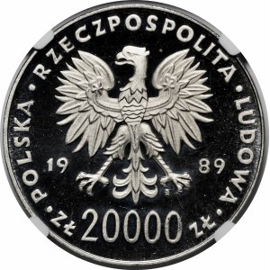 PRÓBA 20000 złotych 1989 XIV MŚ Włochy 1990 - NIKIEL - UNIKAT - BEZ NAPISU PRÓBA
