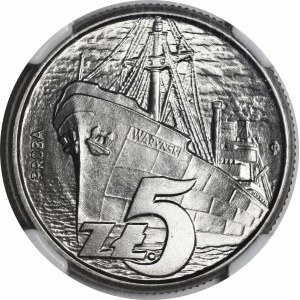 PRÓBA NIKIEL 5 złotych 1958 Statek Waryński