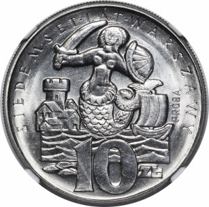 NIKIEL 10 zloty 1965 Mermaid against the background of the Vistula and the city