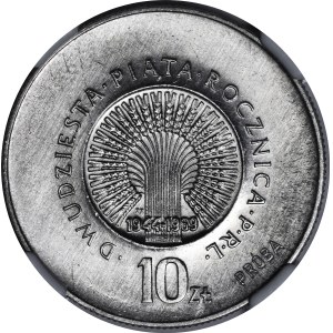 PRÓBA NIKIEL 10 złotych 1969 XXV Lat PRL - napis PRÓBA umieszczony ukośnie