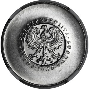 PRÓBA NIKIEL 10 złotych 1969 XXV Lat PRL - napis PRÓBA umieszczony pionowo