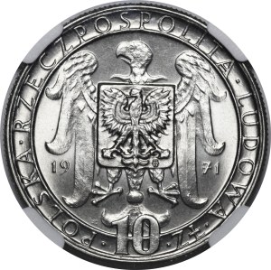 PRÓBA NIKIEL 10 złotych 1971 Powstanie Sląskie - Napisy / Orzeł stylizowany