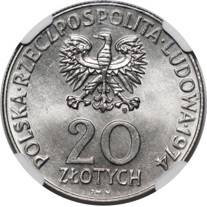 PRÓBA NIKIEL 20 złotych 1974 XXV Lat RWPG - słonecznik z ziarnem