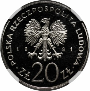 SAMPLE NIKIEL 20 zlotys 1981 Barbican In Krakow.