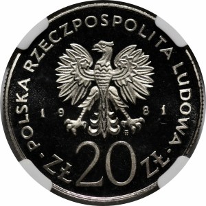 SAMPLE NIKIEL 20 zloty 1981 St. Mary's Church In Cracow.
