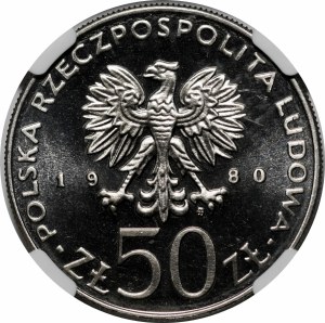 NIKIEL 50 zloty 1980 Boleslaw I the Brave - inscription above the bust