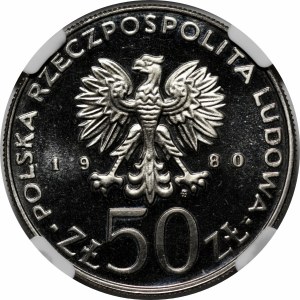 NIKIEL 50 zlotys 1980 Boleslaw I the Brave - inscription under the bust