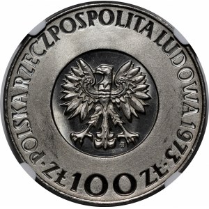 PRÓBA NIKIEL 100 złotych 1973 Mikołaj Kopernik - głowa, włosy nie dotykają obrzeża
