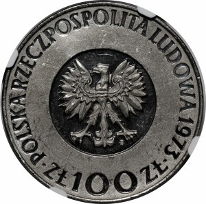 SAMPLE Nickel 100 gold 1973 Nicolaus Copernicus - head, hair touches the rim