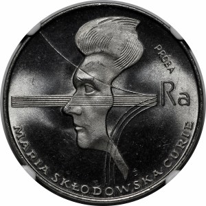 PROSPECTED nickel 100 gold 1974 Maria Skłodowska-Curie, denomination at the bottom of the obverse