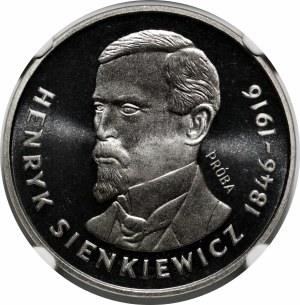 NIKIEL 100 zlotys 1977 Henryk Sienkiewicz - head interrupts the inscription in the rim