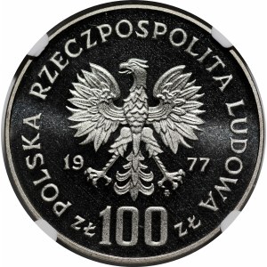 PRÓBA NIKIEL 100 złotych 1977 Władysław Reymont - głowa w lewo