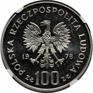 SAMPLE NIKIEL 100 zloty 1978 Adam Mickiewicz - head left without curl