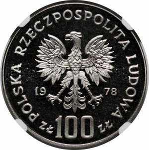 SAMPLE NIKIEL 100 gold 1978 Adam Mickiewicz - head left with curl