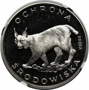 SAMPLE NIKIEL 100 PLN 1979 Environmental Protection - Lynx on the Grass